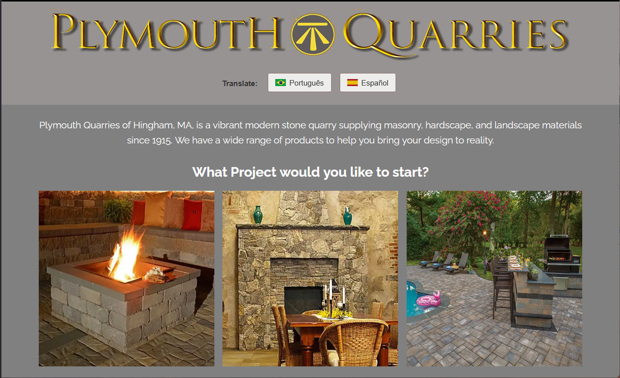 Plymouth Quarries Home page snapshot